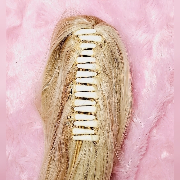 Honey Blonde Highlighted Ponytail Hairclip Extension 15" - Picture 4 of 7